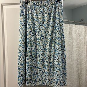 Floral Elastic-Waist Midi Skirt with Leggings